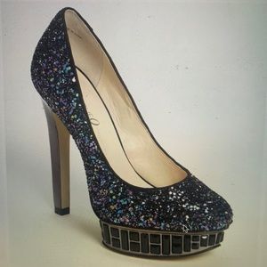 Boutique9 Lidia sparkly black platform pumps heels